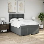 Giroletto a Molle con Materasso Grigio Scuro 160x200 cm Tessuto