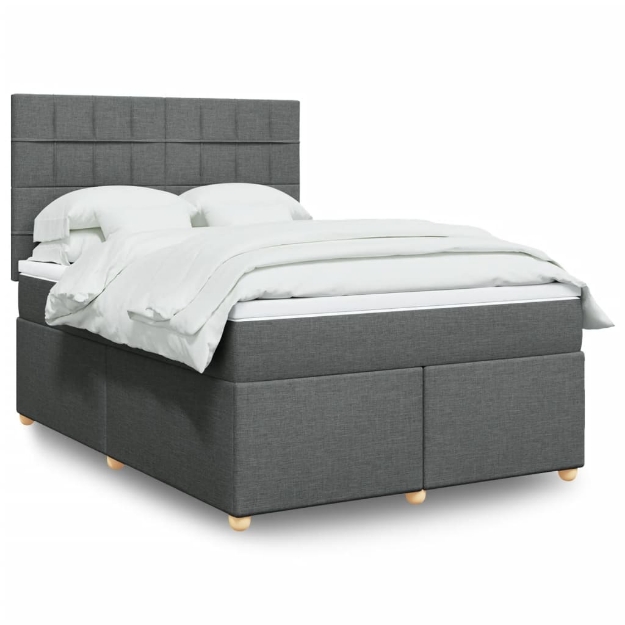 Giroletto a Molle con Materasso Grigio Scuro 160x200 cm Tessuto