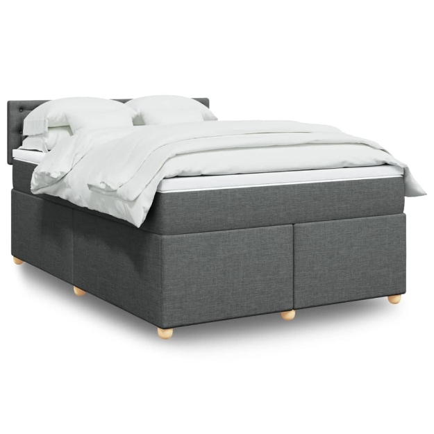Giroletto a Molle con Materasso Grigio Scuro 160x200 cm Tessuto