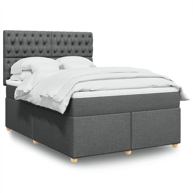 Giroletto a Molle con Materasso Grigio Scuro 160x200 cm Tessuto