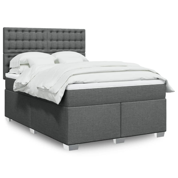 Giroletto a Molle con Materasso Grigio Scuro 160x200 cm Tessuto
