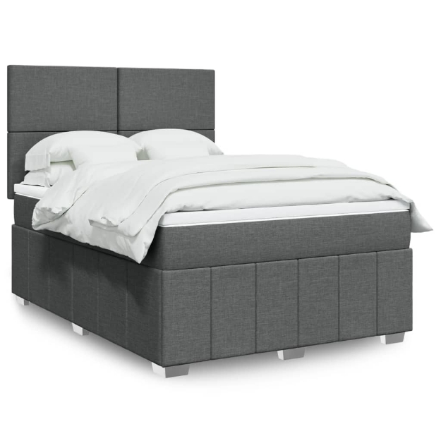 Giroletto a Molle con Materasso Grigio Scuro 160x200 cm Tessuto