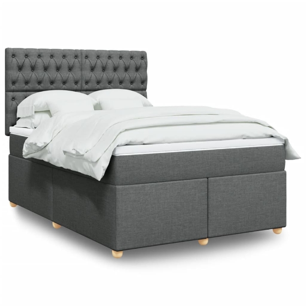 Giroletto a Molle con Materasso Grigio Scuro 160x200 cm Tessuto