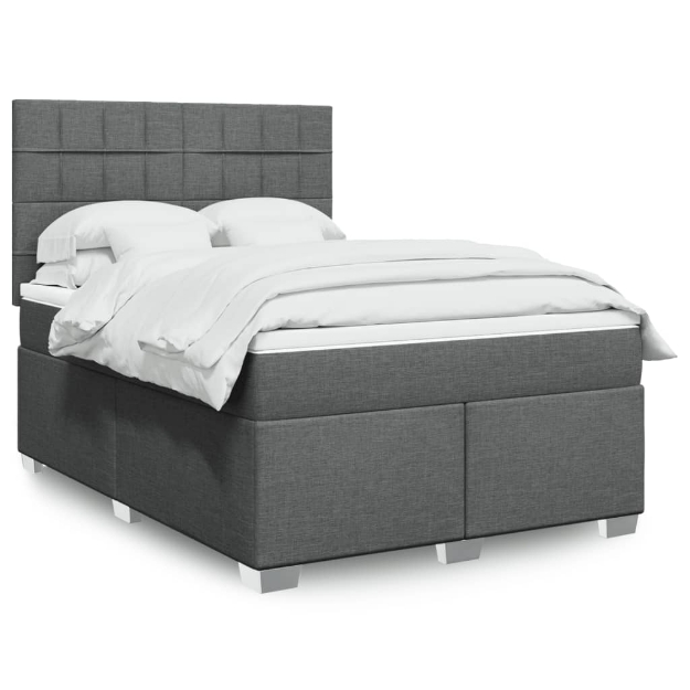 Giroletto a Molle con Materasso Grigio Scuro 160x200 cm Tessuto