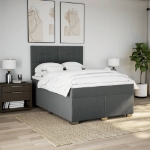 Giroletto a Molle con Materasso Grigio Scuro 160x200 cm Tessuto