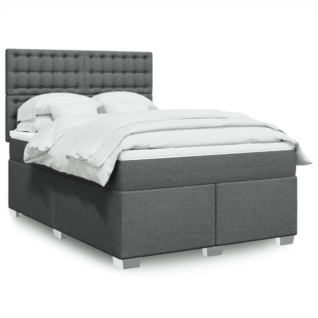 Giroletto a Molle con Materasso Grigio Scuro 160x200 cm Tessuto