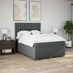 Giroletto a Molle con Materasso Grigio Scuro 160x200 cm Tessuto