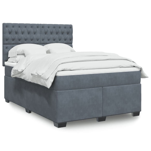 Giroletto a Molle con Materasso Grigio Scuro 160x200 cm Velluto