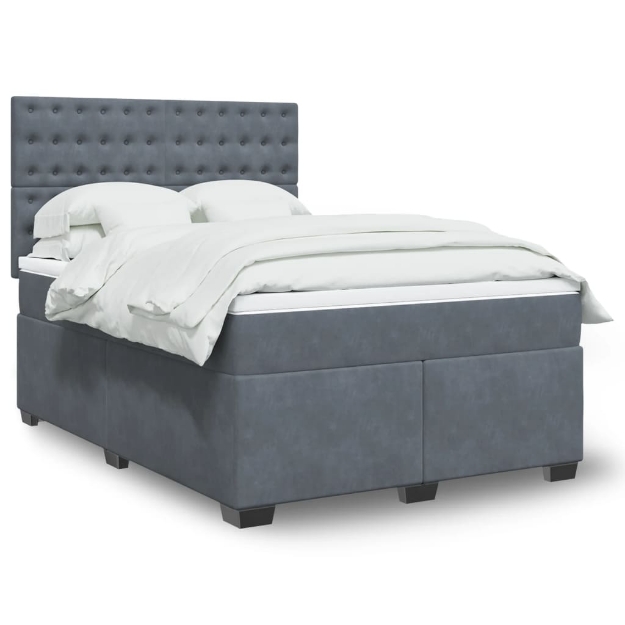 Giroletto a Molle con Materasso Grigio Scuro 160x200 cm Velluto