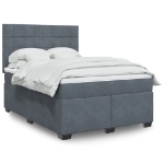 Giroletto a Molle con Materasso Grigio Scuro 160x200 cm Velluto