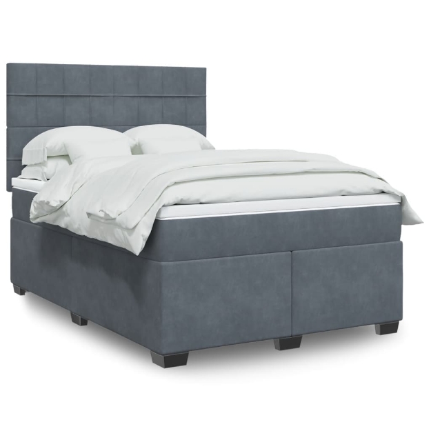 Giroletto a Molle con Materasso Grigio Scuro 160x200 cm Velluto