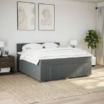 Giroletto a Molle con Materasso Grigio Scuro 180x200 cm Tessuto