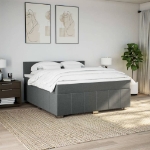 Giroletto a Molle con Materasso Grigio Scuro 180x200 cm Tessuto
