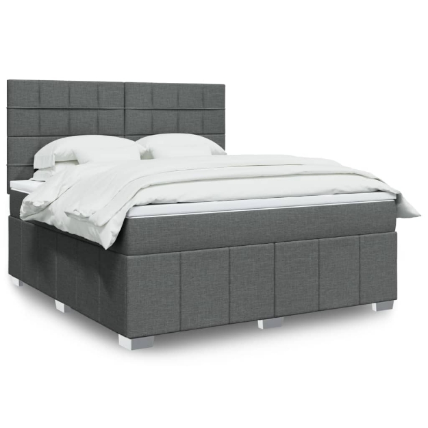 Giroletto a Molle con Materasso Grigio Scuro 180x200 cm Tessuto