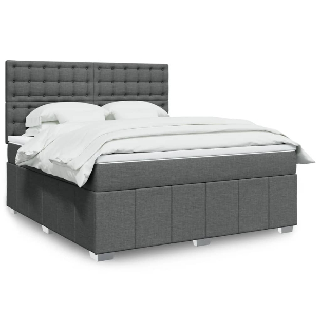 Giroletto a Molle con Materasso Grigio Scuro 180x200 cm Tessuto