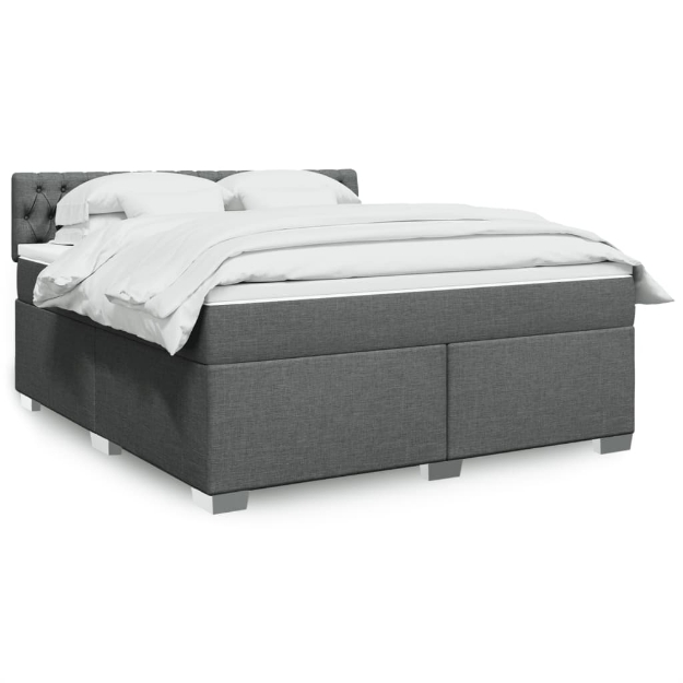 Giroletto a Molle con Materasso Grigio Scuro 180x200 cm Tessuto