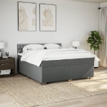 Giroletto a Molle con Materasso Grigio Scuro 180x200 cm Tessuto
