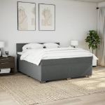 Giroletto a Molle con Materasso Grigio Scuro 180x200 cm Tessuto