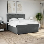Giroletto a Molle con Materasso Grigio Scuro 180x200 cm Tessuto