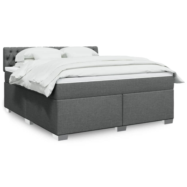 Giroletto a Molle con Materasso Grigio Scuro 180x200 cm Tessuto