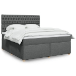Giroletto a Molle con Materasso Grigio Scuro 180x200 cm Tessuto