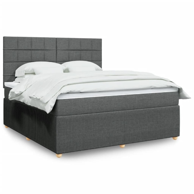 Giroletto a Molle con Materasso Grigio Scuro 180x200 cm Tessuto