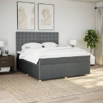 Giroletto a Molle con Materasso Grigio Scuro 180x200 cm Tessuto