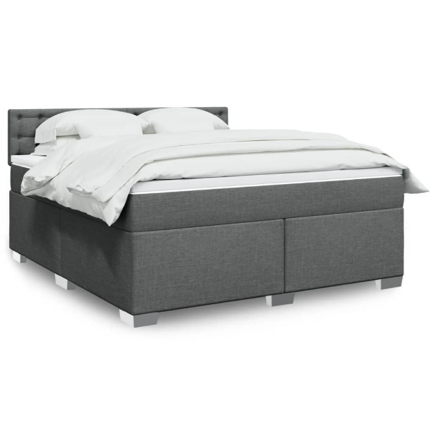 Giroletto a Molle con Materasso Grigio Scuro 180x200 cm Tessuto