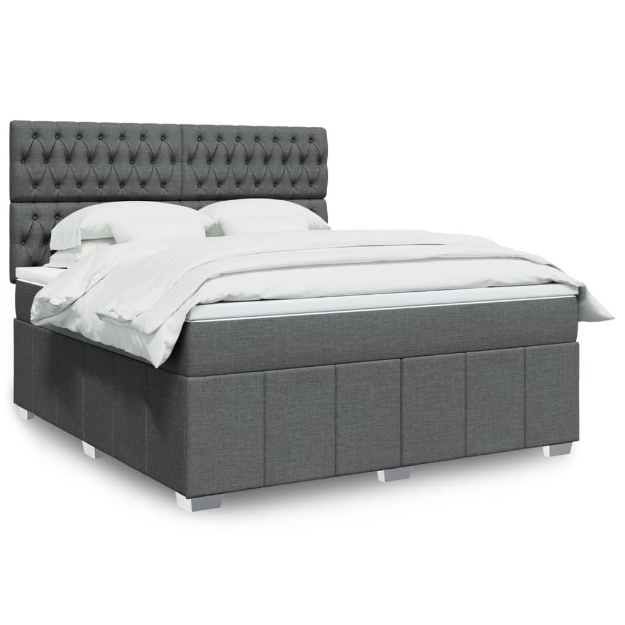 Giroletto a Molle con Materasso Grigio Scuro 180x200 cm Tessuto