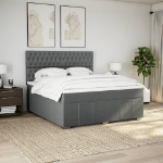 Giroletto a Molle con Materasso Grigio Scuro 180x200 cm Tessuto