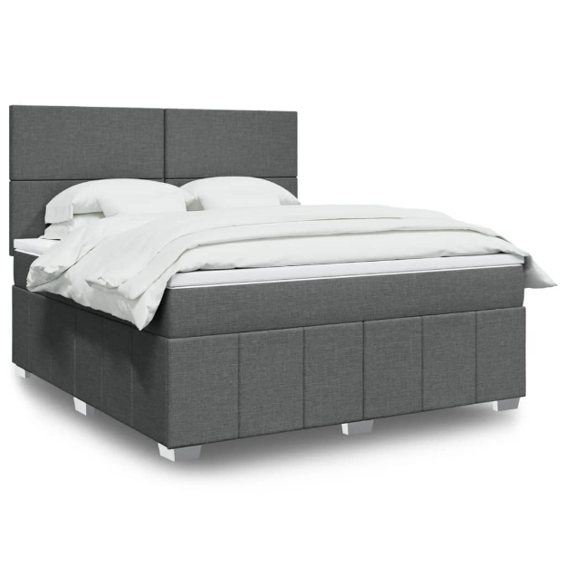 Giroletto a Molle con Materasso Grigio Scuro 180x200 cm Tessuto