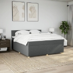 Giroletto a Molle con Materasso Grigio Scuro 180x200 cm Tessuto