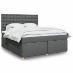 Giroletto a Molle con Materasso Grigio Scuro 180x200 cm Tessuto