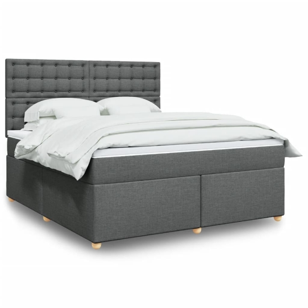 Giroletto a Molle con Materasso Grigio Scuro 180x200 cm Tessuto