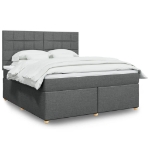 Giroletto a Molle con Materasso Grigio Scuro 180x200 cm Tessuto