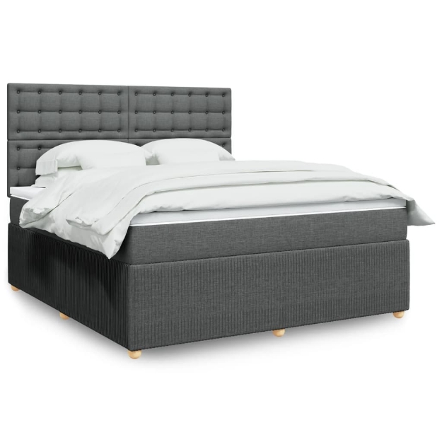 Giroletto a Molle con Materasso Grigio Scuro 180x200 cm Tessuto