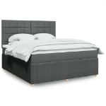 Giroletto a Molle con Materasso Grigio Scuro 180x200 cm Tessuto