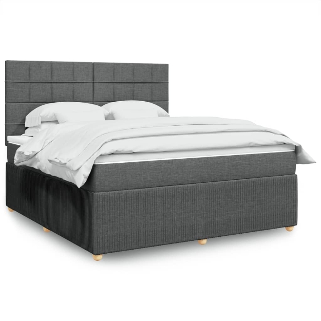 Giroletto a Molle con Materasso Grigio Scuro 180x200 cm Tessuto