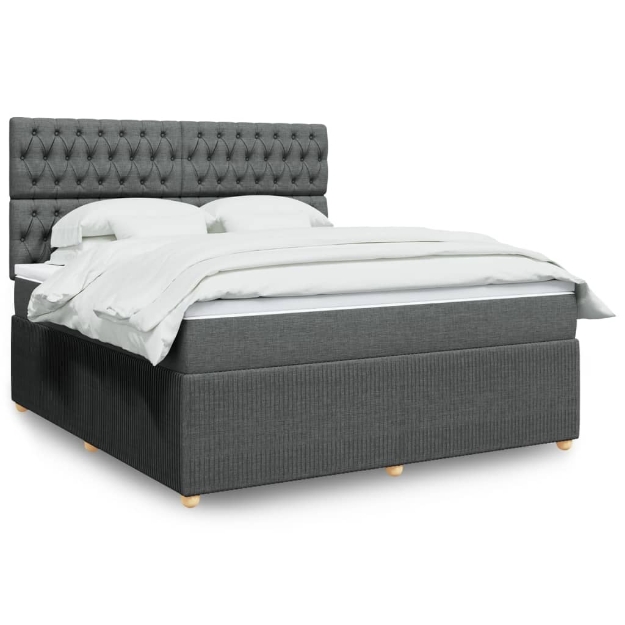 Giroletto a Molle con Materasso Grigio Scuro 180x200 cm Tessuto