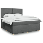 Giroletto a Molle con Materasso Grigio Scuro 180x200 cm Tessuto
