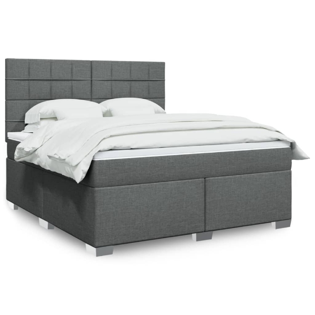 Giroletto a Molle con Materasso Grigio Scuro 180x200 cm Tessuto