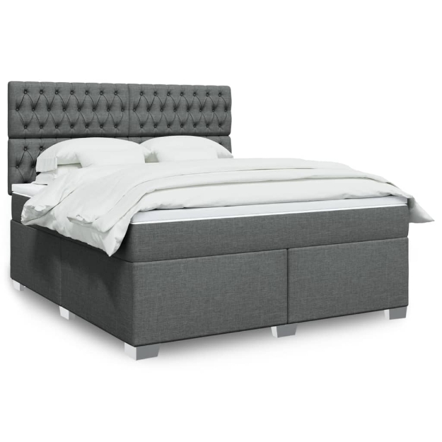 Giroletto a Molle con Materasso Grigio Scuro 180x200 cm Tessuto