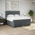 Giroletto a Molle con Materasso Grigio Scuro 180x200 cm Tessuto
