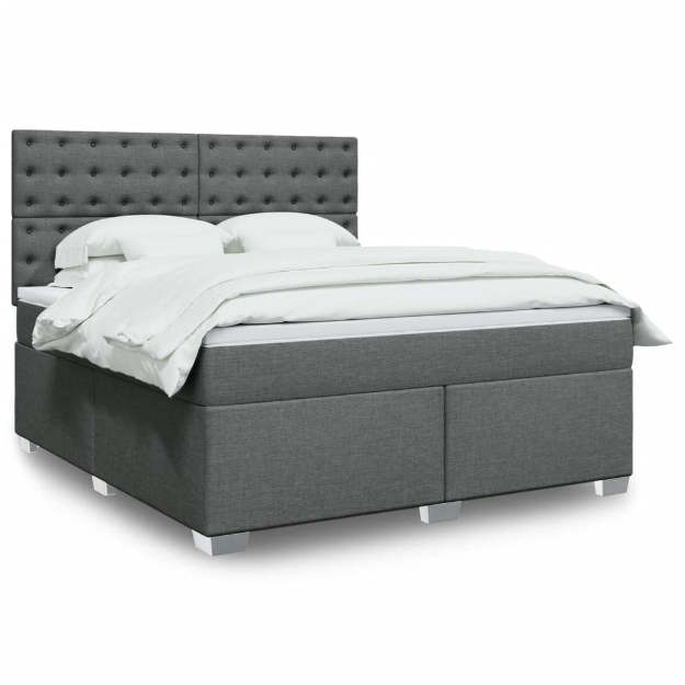 Giroletto a Molle con Materasso Grigio Scuro 180x200 cm Tessuto