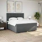 Giroletto a Molle con Materasso Grigio Scuro 180x200 cm Tessuto