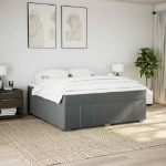 Giroletto a Molle con Materasso Grigio Scuro 180x200 cm Tessuto