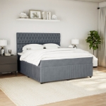 Giroletto a Molle con Materasso Grigio Scuro 180x200 cm Velluto