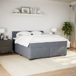 Giroletto a Molle con Materasso Grigio Scuro 180x200 cm Velluto