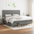 Giroletto a Molle con Materasso Grigio Scuro 200x200 cm Tessuto