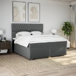 Giroletto a Molle con Materasso Grigio Scuro 200x200 cm Tessuto